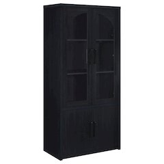 Riva 4-door Tall Accent Display Cabinet LED Lighting Black
