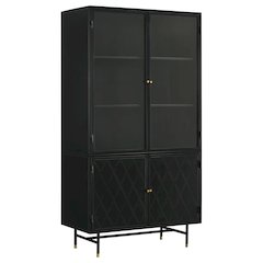 Santiago 4-door Metal Tall Storage Cabinet Matte Black