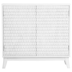 Gambon 2-door Wood Honeycomb Pattern Accent Cabinet White