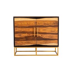 Zara 2-door 40" Wood Accent Storage Cabinet Black Walnut
