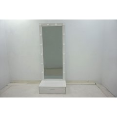 Spector 1-drawer Lighted Full-Length Floor Mirror White High Gloss
