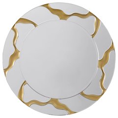 Dorinda 36 x 36 Inch Round Kintsugi Style Wall Mirror Gold