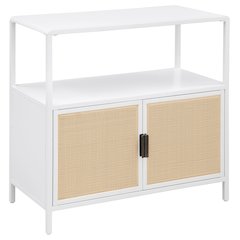 Amherst 2-door Radio Weave Cane Metal Accent Cabinet White