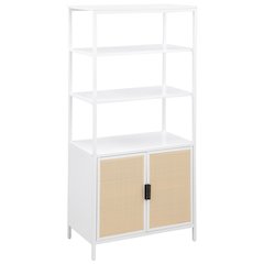 Amherst 3-shelf Radio Weave Cane Metal Accent Cabinet White