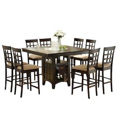 Square 51-Inch Dining Table Set for 8, Brown Dining Room Set, 9 Piece