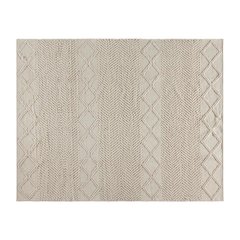 8' x 10' White & Ivory Geometric Design Handwoven Area Rug - Wool/Polyester/Cotton Blend