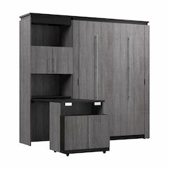 Orion Full Murphy Bed with Storage Cabinet and Fold-Out Desk (91W)
