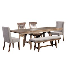 Rectangular Dining Table Set for 6 with 4 Chairs and Bench for Dining Use
