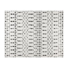Geometric Bohemian Low Pile Rug - 8' x 10' - Ivory/Black
