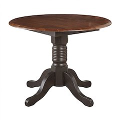 British Isles 26" - 42" Round Double Drop-Leaf Dining Table, Oak-Black Finish