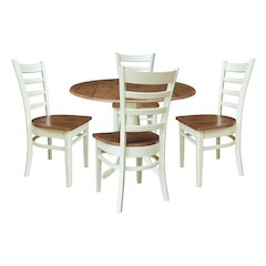 42" Dual Drop Leaf Table With 4 Emily Side Chairs