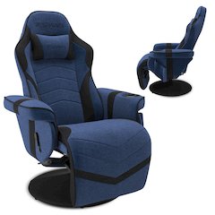 900 Console Gaming Recliner with Footrest and Lumbar Support, Blue Fabric