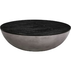 Melody Round Coffee Table in Concrete and Black Brushed Oak
