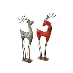 Set Of Two Recycled Iron Deer