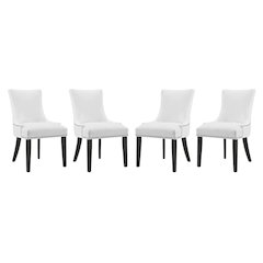 Faux Leather Upholstered Dining Chairs, White, Set of 4