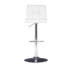 White Quilted Faux Leather & Chrome Adjustable Height Bar Stool