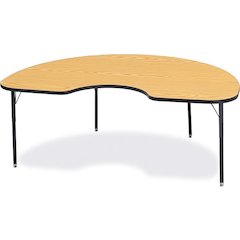 Jonti-Craft Berries Adult Color Top Kidney Table - Black Oak Kidney-shaped, Laminated Top - Four Leg Base - 4 Legs - Adjustable Height - 24" to 31" Adjustment - 72" Table Top Length x 48" Table Top Wi