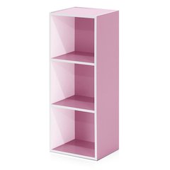 White and Pink 3-Tier Open Shelf Bookcase with Modern Storage Design