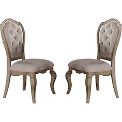 Chelmsford Side Chair (Set-2) Beige Fabric & Antique Taupe