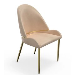 Set of 2 Champagne Color PU Leather Dining Chair with Matte Gold Fram