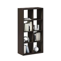 Black Wood 8 Cube Storage Organizer with Open Back Display Shelves
