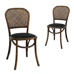 Rattan Upholstered Dining Chairs Set of 2, Rustic Accent Chair,Brown