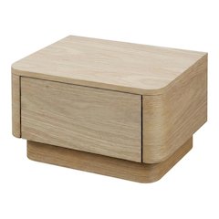 Small Nightstand in Light Oak with Scandinavian Style and Soft Close Drawer