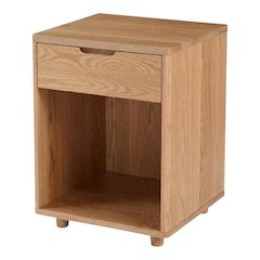 Oak Nightstand with Soft Close Drawer and Solid Wood Frame