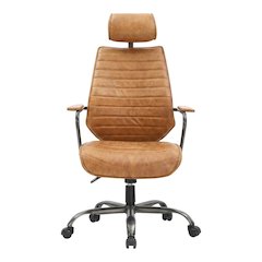 Leather Upholstered Executive Office Chair, Industrial Swivel Desk Chair,Orange