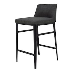 Modern Bar Stool Gray Upholstered Seating Comfy Bar Stool With Steel Frame