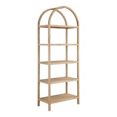 Elegant Tall Brown Wooden Bookcase, 4 Tier Shelf Bookshelf