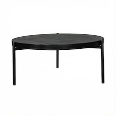 Black Concrete Outdoor Coffee Table with Steel Legs and Matte Hardware