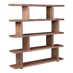 Large Brown Wood Bookshelf – Modern 4 Tier Shelf Wood Bookcase
