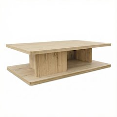 Brown Rustic Oak Coffee Table Solid Wood Thick Veneer Durable Surface