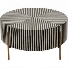Multicolor Camel Bone Coffee Table with Iron Legs and Semi-Gloss Finish