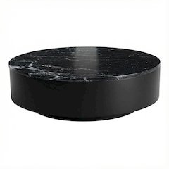 Top Black Marble Coffee Table with MDF Base, Stone Frame, Weight Capacity 30 lbs