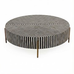 Multicolor Coffee Table with Camel Bone Resin Top and Iron Legs Art Deco Design