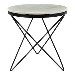 Round Marble Top Side Table with Sleek Black Iron Legs Marble Accent Table