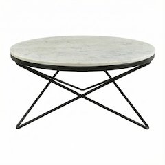 Black Marble Top Coffee Table with Metal Frame and Contemporary Design