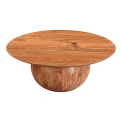 Brown Round Wood Coffee Table – Unique Wooden Coffee Table with Modern Design
