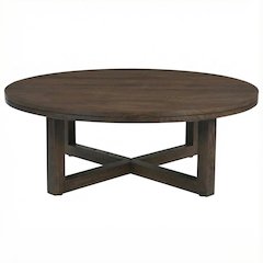 Brown Oak Wood Coffee Table with Metal Frame and Stain-Repellent Matte Finish