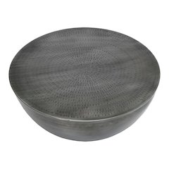 Round Drum Iron Coffee Table with Unique Design and Antique Zinc Finish