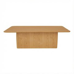 Brown Oak Veneer Coffee Table with Solid Oak Base and Sturdy Design