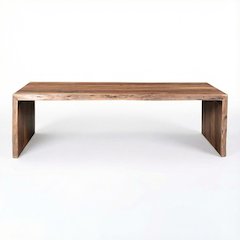 Brown Acacia Wood Coffee Table with Scandinavian Design and Matt Finish