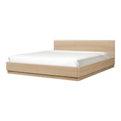 Solid Wood Bed Frame King Size Bed Frame with Walnut Oak Veneer Finish