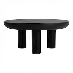 Black Concrete Top Coffee Table with Plywood Frame and Durable Cement Legs