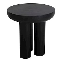 Black Concrete Side Table with Iron Frame – Modern Accent Table Design