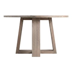 Solid Acacia Round Dining Table, Scandinavian Kitchen Table for Dining Room,Gray