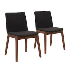 Mid-Century Dining Chairs Set of 2, Upholstered Accent Chair,Black