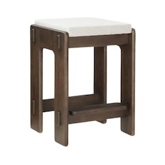 Oak Counter Stool Upholstered Backless Seat Minimalist Bar Stool Design